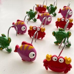 Fish Crab Turtle Kid’s Shower Curtain Hooks